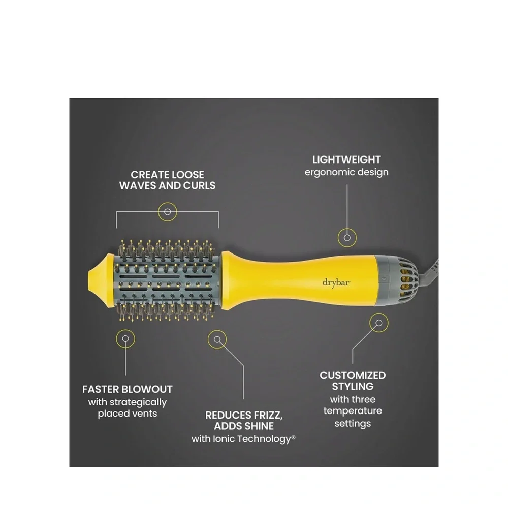 NWT Drybar The Single Shot Yellow Blow-Dryer Brush - Picture 6 of 9